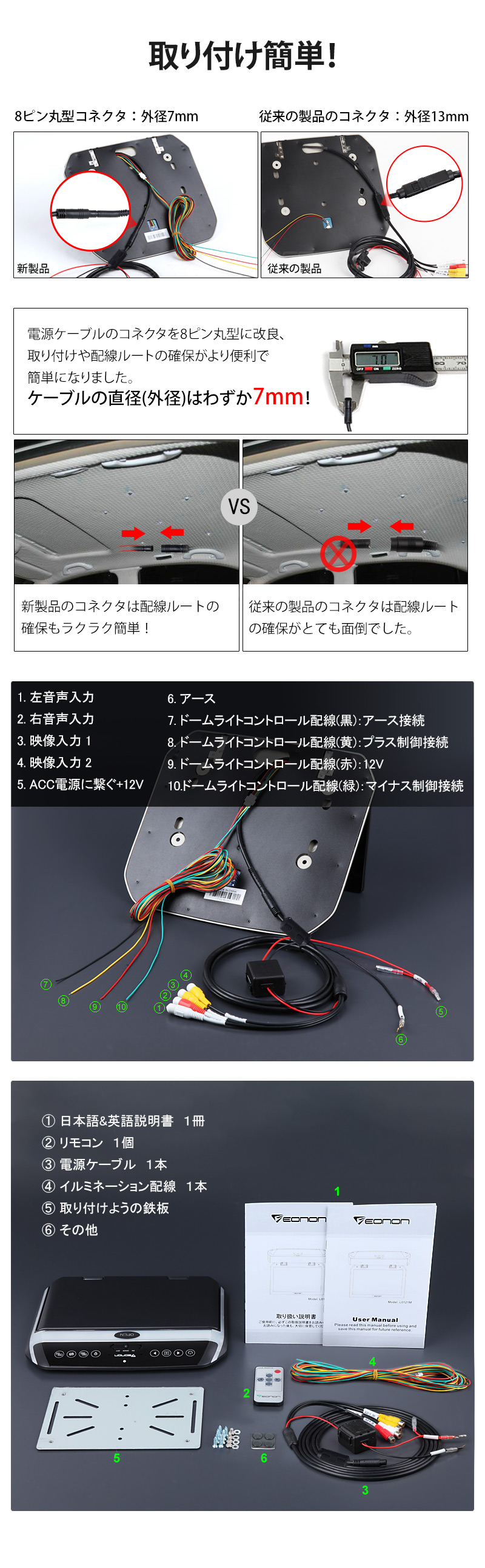 フリップダウンモニター 10.1インチ IRヘッドホン対応 車 超薄型 ...